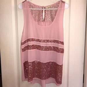 NWOT Gorgeous Rose Gold Flowy Sheer Top